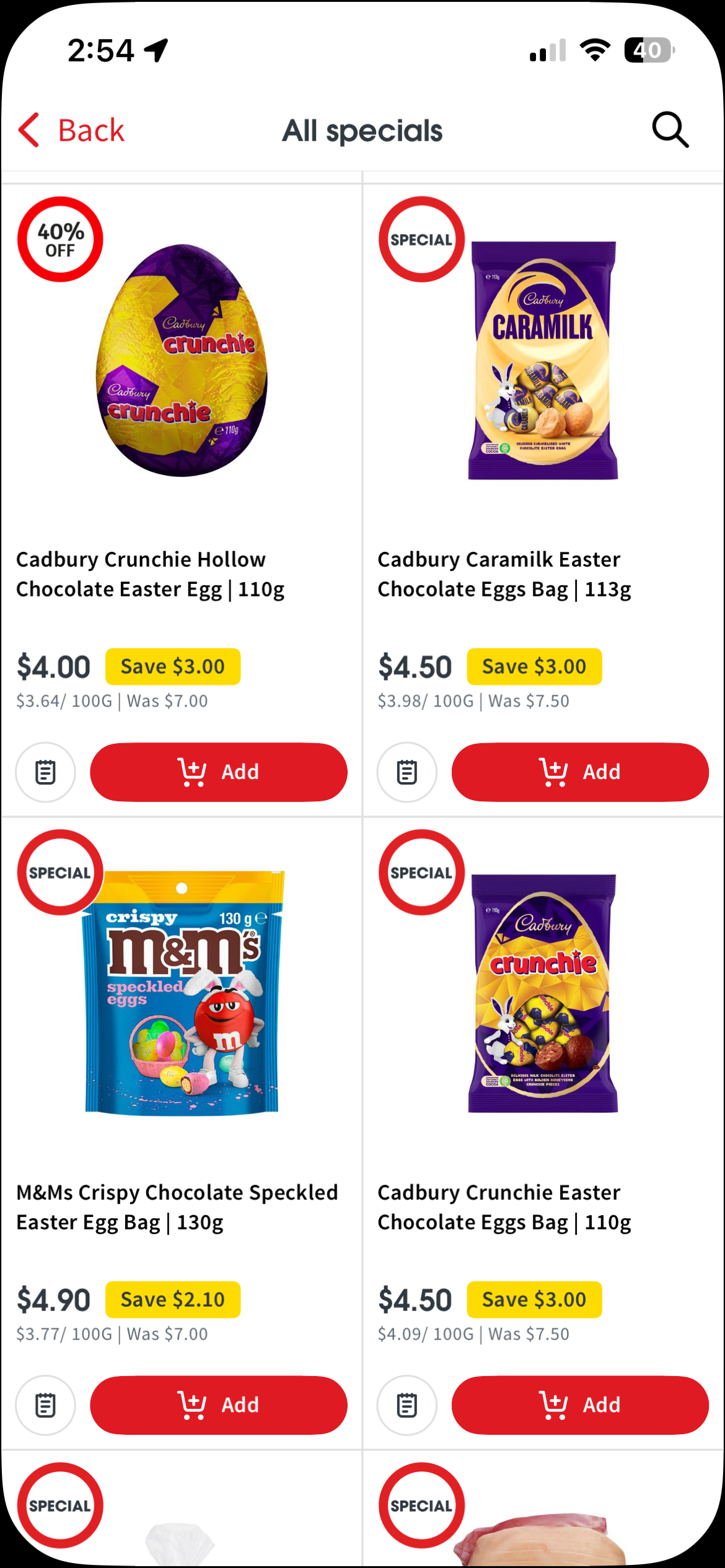 Coles Android app all specials screen